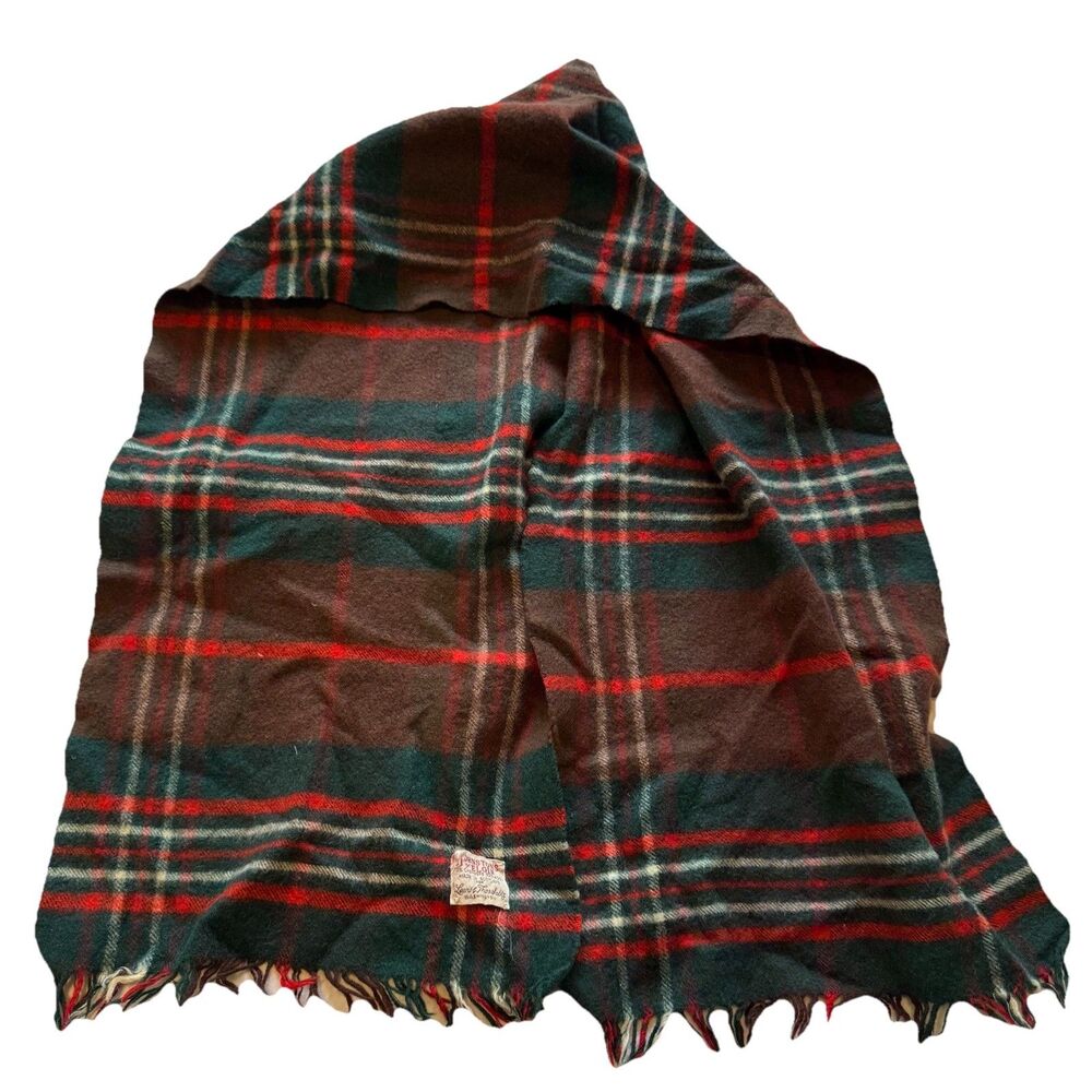 Vintage Johnston’s of Elgin Cashmere Wool Tartan Plaid Scarf Made in Scotland